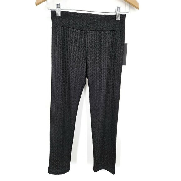 New Alice + Olivia Black Legging Pants Womens M Diamond Pattern Cropped - Picture 1 of 5